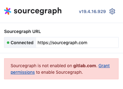 Sourcegraph browser extension enabled prompt