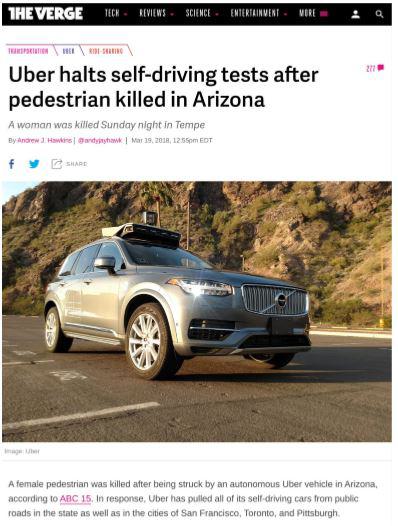 Uber halts self driving tests after pedestrian killed in Arizona